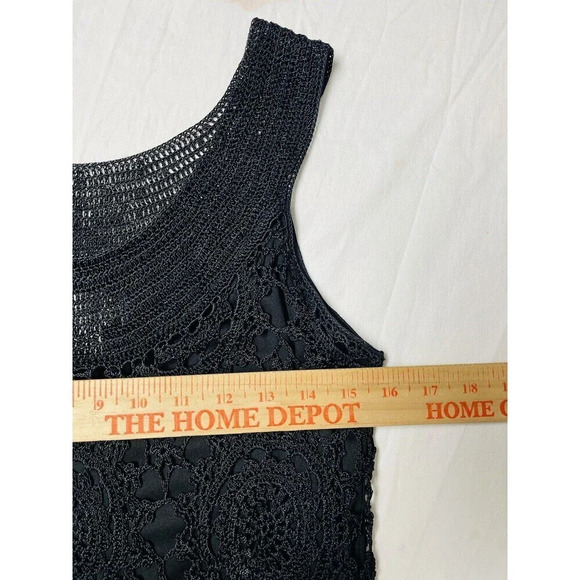 Soft Surroundings Crochet Top M Black Boho Sleeveless Ixtapa Open Knit Pattern - Picture 7 of 8
